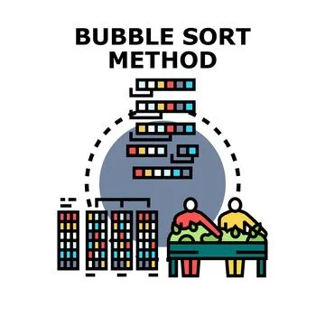 Bubble sort method for data processing and algorithm Stock Illustration