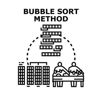 Bubble sort method for data processing and algorithm Stockillustratie