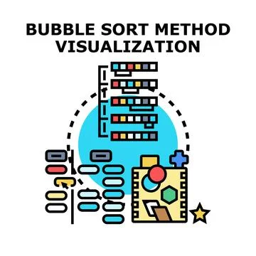 Bubble sort method visualization process data algorithm Illustrazione stock