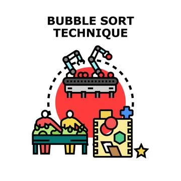 Bubble sort principle demonstrating data sorting technique イラスト素材