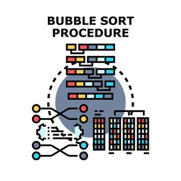 Bubble sort procedure visualizing data algorithm process Stock-Illustration
