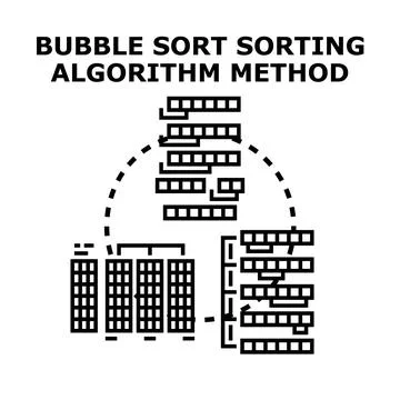 Bubble sort sorting algorithm method concept Illustrazione stock