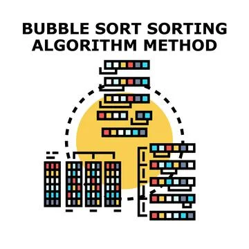 Bubble sort sorting algorithm method concept Stock Illustration