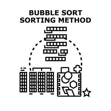 Bubble sort sorting method algorithm process illustration イラスト素材