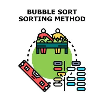 Bubble sort sorting method algorithm concept 스톡 일러스트