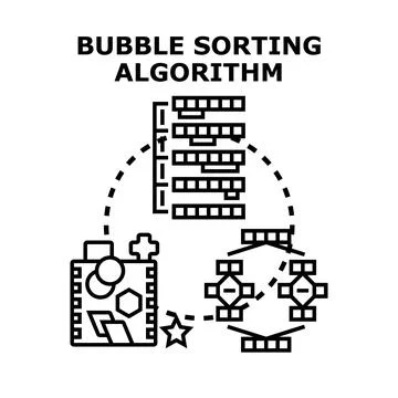 Bubble sorting algorithm process vector illustration イラスト素材