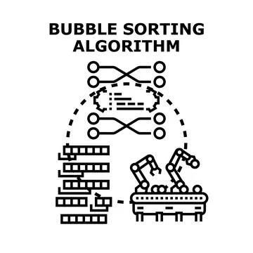 Bubble sorting algorithm process vector concept Stock Illustration