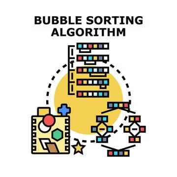Bubble sorting algorithm process vector illustration 스톡 일러스트