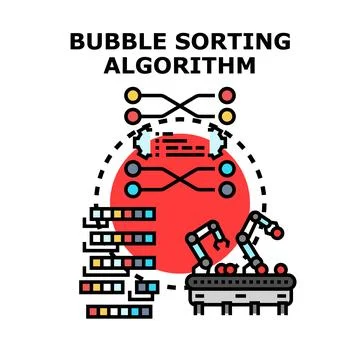 Bubble sorting algorithm process vector concept Stock Illustration