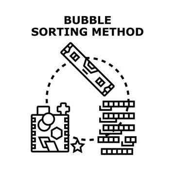 Bubble sorting method for data organization and processing 库存插图