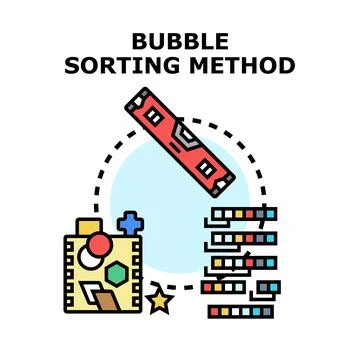 Bubble sorting method for data organization and processing Stock Illustration
