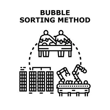 Bubble sorting method process for data organization イラスト素材
