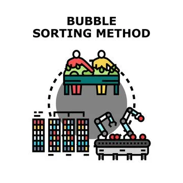 Bubble sorting method process for data organization Stock Illustration