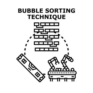 Bubble sorting technique algorithm with data processing イラスト素材