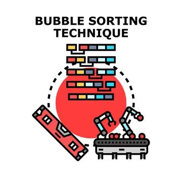 Bubble sorting technique algorithm with data processing Stock-Illustration