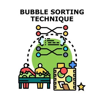 Bubble sorting technique comparing data for efficient organization Illustrazione stock