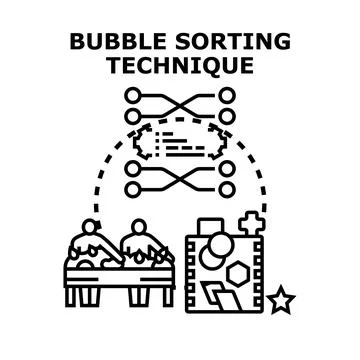 Bubble sorting technique comparing data for efficient organization 库存插图
