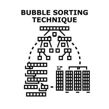 Bubble sorting technique diagram for data organization Stockillustratie