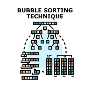 Bubble sorting technique diagram for data organization Stock-Illustration