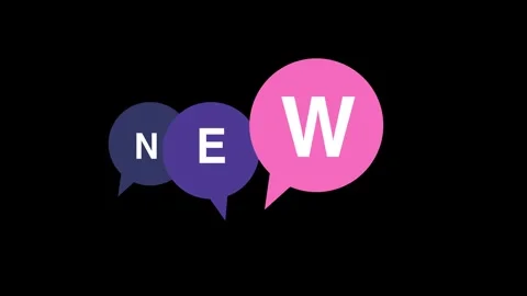 Bubble space frequently asked New text banner animation. Computer with icons mot Stock Footage 318521161