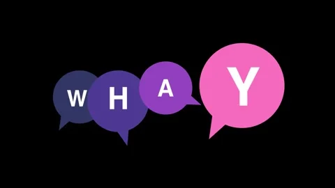 Bubble space frequently asked why text banner animation. Computer with icons mot Stock Footage 318521199