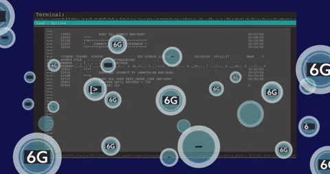 Bubble spawn starting Terminal updating blue bubbles drifting and obscuring code Stock Footage 327943321