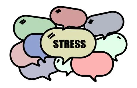 Bubble Speech and Chat Symbol with words STRESS Illustrazione stock