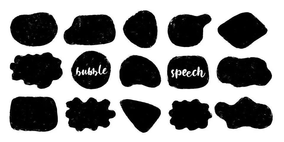 Bubble speech collection communicate. Hand drawn doodle. Stock Illustration