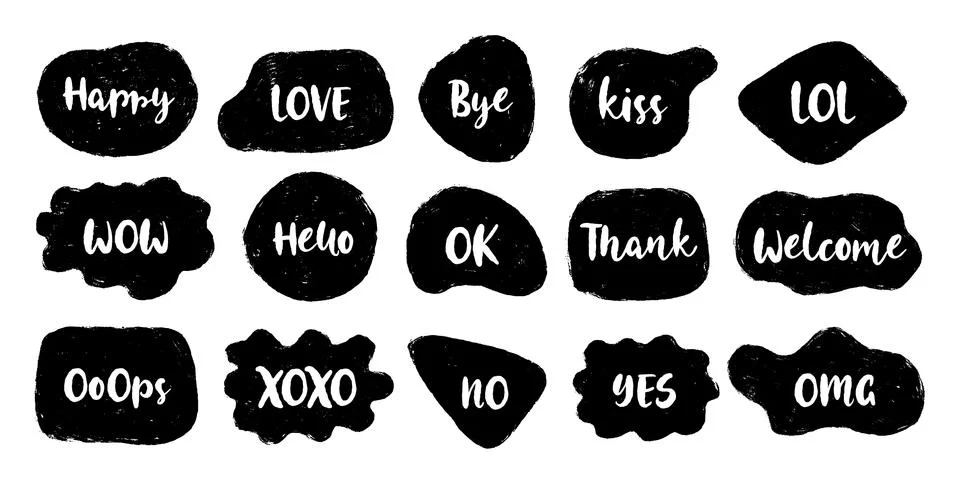 Bubble speech collection communicate. Hand drawn doodle. Stock Illustration