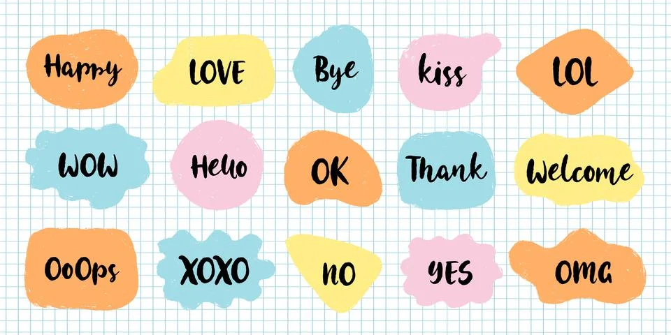 Bubble speech collection communicate. Hand drawn doodle. Stock Illustration