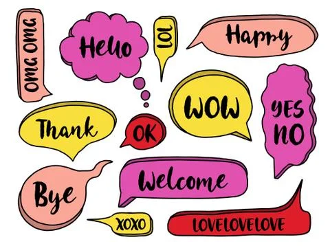 Bubble speech collection. Communication design. Social ballon comment. Stock Illustration