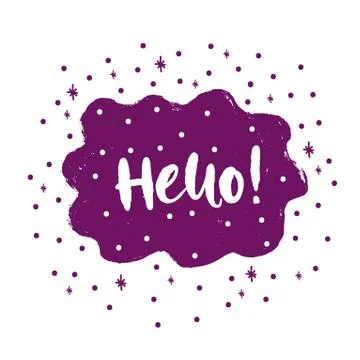 Bubble speech exclamation Hello communicate. Hand drawn doodle. Stock Illustration