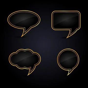 Bubble speech gold black Stock Illustration
