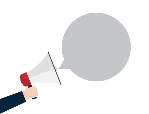 Bubble speech, hand, megaphone icon. Vector illustration. Flat design. Stock Illustration