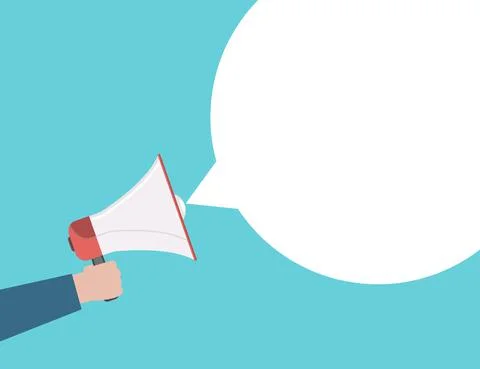 Bubble speech, hand, megaphone icon. Vector illustration. Stock Illustration