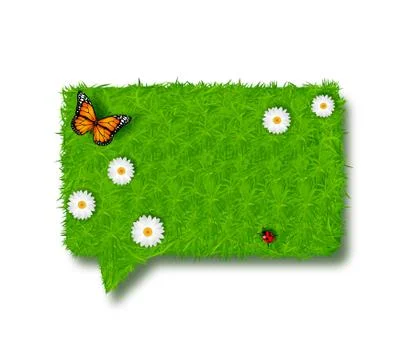 Bubble for speech made of green grass Stock Illustration