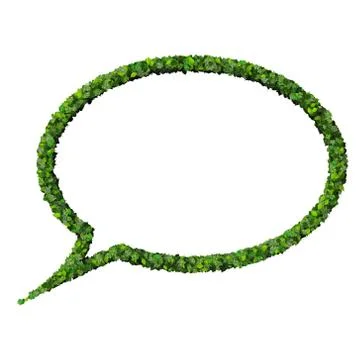 Bubble speech made from green leaves Stock Illustration