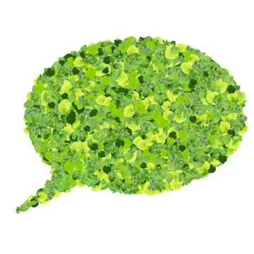 Bubble speech made from green leaves Stock Illustration
