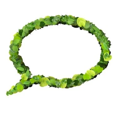 Bubble speech made from green leaves Stock Illustration