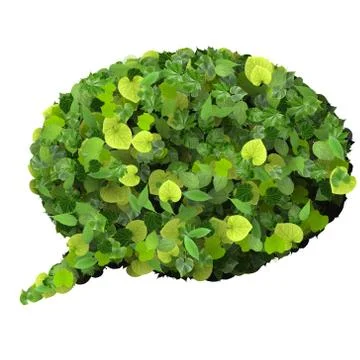 Bubble speech made from green leaves Stock Illustration