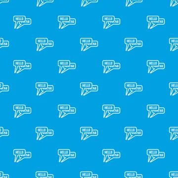 Bubble speeches with greetings inside pattern seamless blue Stock Illustration