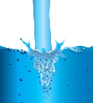 Bubble splash stream water being poured into a glass with the resulting bu... Stock Photos