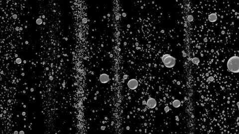 Bubble surges on black background move upwards. 3d illustration Illustration