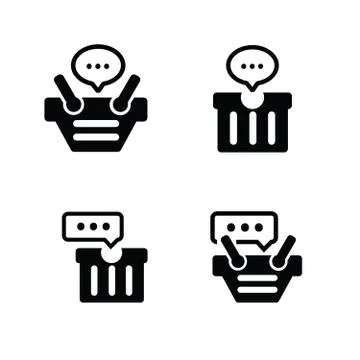 Bubble talk in cart Icon Set 4 Stock Illustration