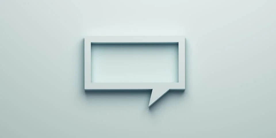 Bubble talk isolated on light blue. 3D Render illustration Illustrazione stock