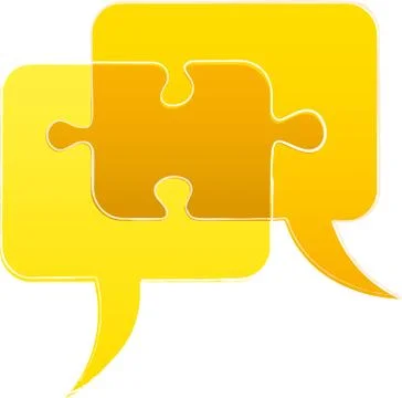 Bubble talk puzzle piece in conversation icon. Stock Illustration