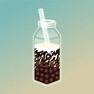 Bubble tea ads with delicious tapioca and jelly drink Stock Illustration