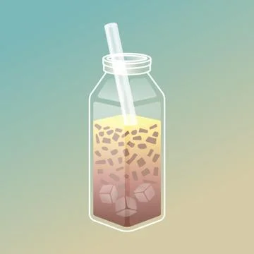Bubble tea ads with delicious tapioca and jelly drink Stock Illustration