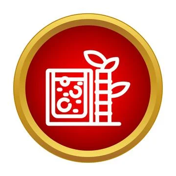 Bubble tea and bamboo icon in red circle Stock Illustration