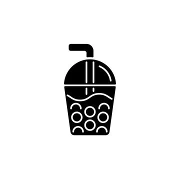 Bubble tea black glyph icon. Stock Illustration